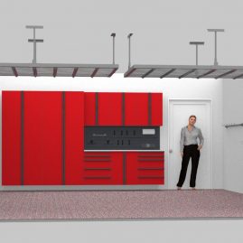 Red Cabinets Garage